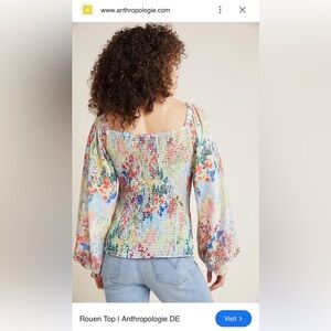 Anthropologie Floral Smocked Women's Top size medium